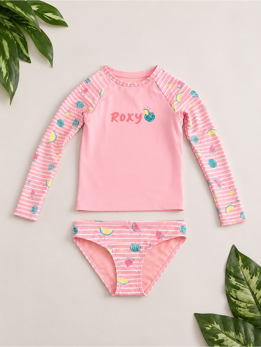 Roxy Kids Rashguard Set - Pink and Green Watermelon Print